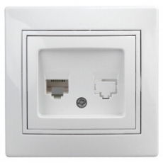 1-303-01 Intro Розетка информационная RJ45, IP20, СУ, Plano, белый | Б0027621 | Intro
