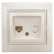 1-303-02 Intro Розетка информационная RJ45, IP20, СУ, Plano, сл.кость | Б0027622 | Intro