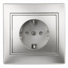 1-202-03 Intro Розетка 2P+E Schuko, 16А-250В, IP20, СУ, Plano, алюминий | Б0030058 | Intro