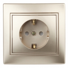 1-202-04 Intro Розетка 2P+E Schuko, 16А-250В, IP20, СУ, Plano, шампань | Б0030059 | Intro