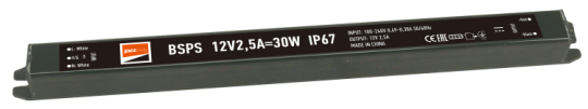 Драйвер для светодиодной ленты LED BSPS 12V2,5A=30W (new) влагозащищенный IP67 | 3329259A | Jazzway