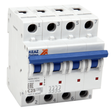 Выключатель автоматический четырехполюсной OptiDin BM63-4K10-УХЛ3-РЕГ | 280473 | КЭАЗ