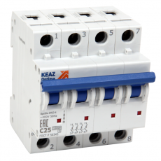 Выключатель автоматический четырехполюсной OptiDin BM63-4L10-10-УХЛ3 | 262899 | КЭАЗ