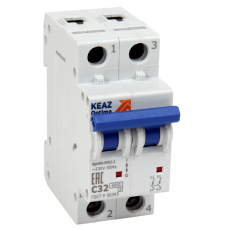 Выключатель автоматический двухполюсной OptiDin BM63-2NB8-ОМ4-РЕГ | 281524 | КЭАЗ