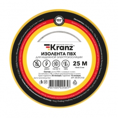 Изолента ПВХ KRANZ 0.13х15 мм, 25 м, желтая (5 шт./уп.) |KR-09-2102 | Kranz