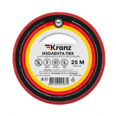 Изолента ПВХ KRANZ 0.13х19 мм, 25 м, красная (5 шт./уп.) |KR-09-2204 | Kranz