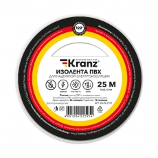 Изолента ПВХ KRANZ 0.13х15 мм, 25 м, белая (5 шт./уп.) |KR-09-2101 | Kranz