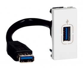 Розетка USB Mosaic 1 модуль, оборудована шнуром, белая | 078746 | Legrand