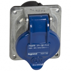 Встраиваемая розетка Hypra - IP 44 - 2К+З - 16 А - металл | 052032 | Legrand