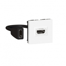 Розетка HDMI - Mosaic - 2 мод., со шнуром, белый | 078979L | Legrand