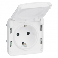 Plexo Arctic Антибактериальный Белый Розетка с/з с крышкой 2К+З 16А IP55 | 070722 | Legrand