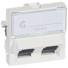 Розетка RJ 45 - Программа Mosaic - категория 6 - UTP 45° - 2 розетки RJ 45 - 2 модуля - белый - LCS? | 076504 | Legrand