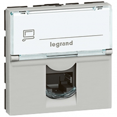Розетка RJ 45 - Программа Mosaic - категория 5е - UTP - 2 модуля - алюминий - LCS? | 079454 | Legrand
