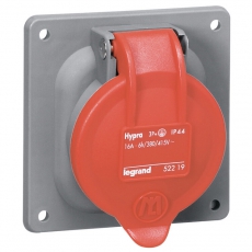 Встраиваемая розетка Hypra - IP 44 - 3К+Н+З - 63 А - пластик | 053824 | Legrand