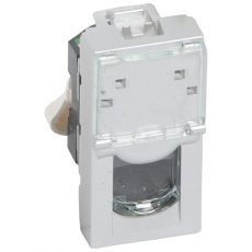 Розетка RJ 45 - Программа Mosaic - категория 5е - UTP - 1 модуль - алюминий - LCS? | 079451 | Legrand