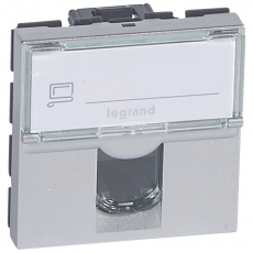 Розетка RJ 45 - Программа Mosaic - категория 6 - UTP - 2 модуля - алюминий - LCS? | 079464 | Legrand