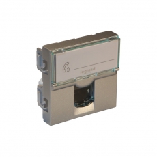 Розетка RJ 45 - Программа Mosaic - категория 6 - FTP 90° - 2 модуля - алюминий - LCS? | 079492 | Legrand