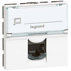 Розетка RJ 45 - Программа Mosaic - категория 6 - UTP 90° - 2 модуля - белый - LCS? | 076591 | Legrand