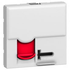 Розетка RJ 45 - Программа Mosaic - категория 6 - UTP - с контролем доступа - 2 модуля - белый с красной шторкой - LCS? | 076594 | Legrand