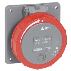 Встраиваемая розетка Hypra - IP 66/67-55 - 3К+3 - 16 А - пластик | 051150 | Legrand