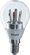 Лампа светодиодная LED 5Вт Е14 230В 2700К NLL-G45-5-230-2.7K-E14-CL шарик прозрачный | 71294 | Navigator
