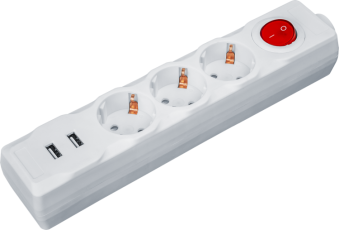Удлинитель 61 455 NPE-USB01-03-180-ESC-3X1 с/з выкл.3 гн.1.8м USB2.1A |61455 |Navigator