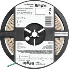 Лента светодиодная NLS-3528СW120-9,6-IP65-12V R5 9,6Вт 12В 6000К IP65 5м | 71765 | Navigator