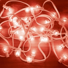 Гирлянда LED Galaxy Bulb String 10м, белый КАУЧУК, 25 ламп*6 LED КРАСНЫЕ, влагостойкая IP54 | 331-302 | NEON-NIGHT