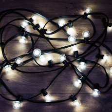 Гирлянда LED Galaxy Bulb String 10м, черный КАУЧУК, 30 ламп*6 LED БЕЛЫЕ, влагостойкая IP65 | 331-325 | NEON-NIGHT