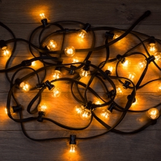 Гирлянда LED Galaxy Bulb String 10м, черный КАУЧУК, 30 ламп*6 LED ЖЕЛТЫЕ, влагостойкая IP65 | 331-321 | NEON-NIGHT