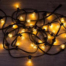 Гирлянда LED Galaxy Bulb String 10м, черный КАУЧУК, 30 ламп*6 LED ТЕПЛЫЙ БЕЛЫЙ, влагостойкая IP65 | 331-326 | NEON-NIGHT
