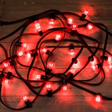 Гирлянда LED Galaxy Bulb String 10м, черный КАУЧУК, 30 ламп*6 LED КРАСНЫЕ, влагостойкая IP65 | 331-322 | NEON-NIGHT