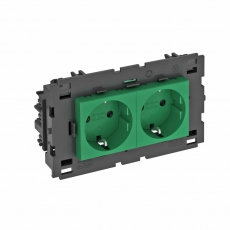 Розетка двойная 0° Modul45connect с з/к, 250 В, 16A (зеленый) (STD-D0C8 MZGN2) | 6120436 | OBO Bettermann