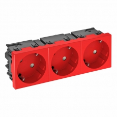 Розетка тройная 33° Modul45connect, с з/к, 250 В, 16A (красный) (STD-D3C SRO3) | 6120508 | OBO Bettermann