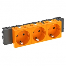 Розетка тройная 0° Modul45connect с з/к, 250 В, 16A (оранжевый) (STD-D0C ROR3) | 6120384 | OBO Bettermann
