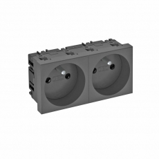 Розетка двойная 0° франц. стандарт 250 В, 16A (черный) (STD-F0 SWGR2) | 6120180 | OBO Bettermann