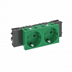 Розетка двойная 0° Modul45connect с з/к, 250 В, 16A (зеленый) (STD-D0C MZGN2) | 6120366 | OBO Bettermann