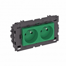 Розетка двойная 0° Modul45connect франц. стандарт, 250 В, 16A (зеленый) (STD-F0C8 MZGN2) | 6120626 | OBO Bettermann