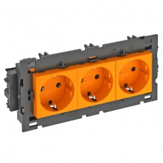 Розетка тройная 0° Modul45connect с з/к, 250 В, 16A (оранжевый) (STD-D0C8 ROR3) | 6120454 | OBO Bettermann