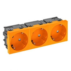 Розетка тройная 33° Modul45connect, с з/к, 250 В, 16A (оранжевый) (STD-D3C ROR3) | 6120504 | OBO Bettermann