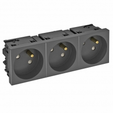 Розетка тройная 33° Modul45connect, франц. стандарт, 250 В, 16A (черный) (STD-F3C SWGR3) | 6120700 | OBO Bettermann