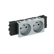 Розетка двойная 0° Modul45connect франц. стандарт, 250 В, 16A (серебристый) (STD-F0C AL2) | 6120562 | OBO Bettermann