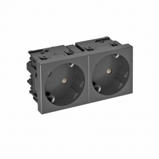 Розетка двойная 33° Modul45connect, 250 В, 16A (черный) (STD-D3C SWGR2) | 6120490 | OBO Bettermann