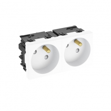 Розетка двойная 33° Modul45connect, франц. стандарт, 250 В, 16A (белый) (STD-F3C RW2) | 6120672 | OBO Bettermann