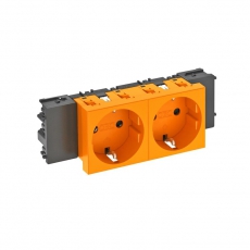 Розетка двойная 0° Modul45connect с з/к, 250 В, 16A (оранжевый) (STD-D0C ROR2) | 6120364 | OBO Bettermann