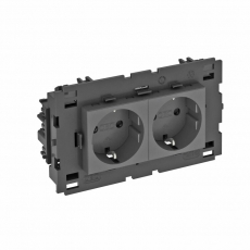 Розетка двойная 0° Modul45connect с з/к, 250 В, 16A (черный) (STD-D0C8 SWGR2) | 6120440 | OBO Bettermann