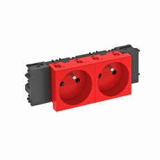 Розетка двойная 0° Modul45connect франц. стандарт, 250 В, 16A (красный) (STD-F0C SRO2) | 6120558 | OBO Bettermann