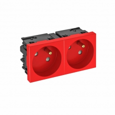 Розетка двойная 33° Modul45connect, франц. стандарт, 250 В, 16A (красный) (STD-F3C SRO2) | 6120678 | OBO Bettermann