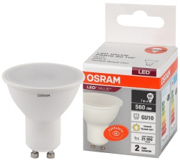 Лампа светодиодная LED Value PAR16 7W/830 230V GU10 10X1 | 4058075581555 | OSRAM