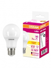 Лампа светодиодная LED STAR Classic A 7W, матовая колба, Е27 LS CLA60 7W/827 230VFR E27 10X1 RU | 4058075096387 | Osram